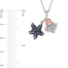 Thumbnail Image 4 of 1/3 CT. T.W. Blue and White Diamond Starfish and Scallop Seashell Pendant in Sterling Silver and 14K Rose Gold Plate