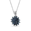 Thumbnail Image 2 of 3/4 CT. T.W. Baguette and Round Blue Multi-Diamond Sunburst Drop Pendant in Sterling Silver and Black Rhodium