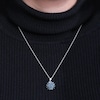 Thumbnail Image 3 of 3/4 CT. T.W. Baguette and Round Blue Multi-Diamond Sunburst Drop Pendant in Sterling Silver and Black Rhodium