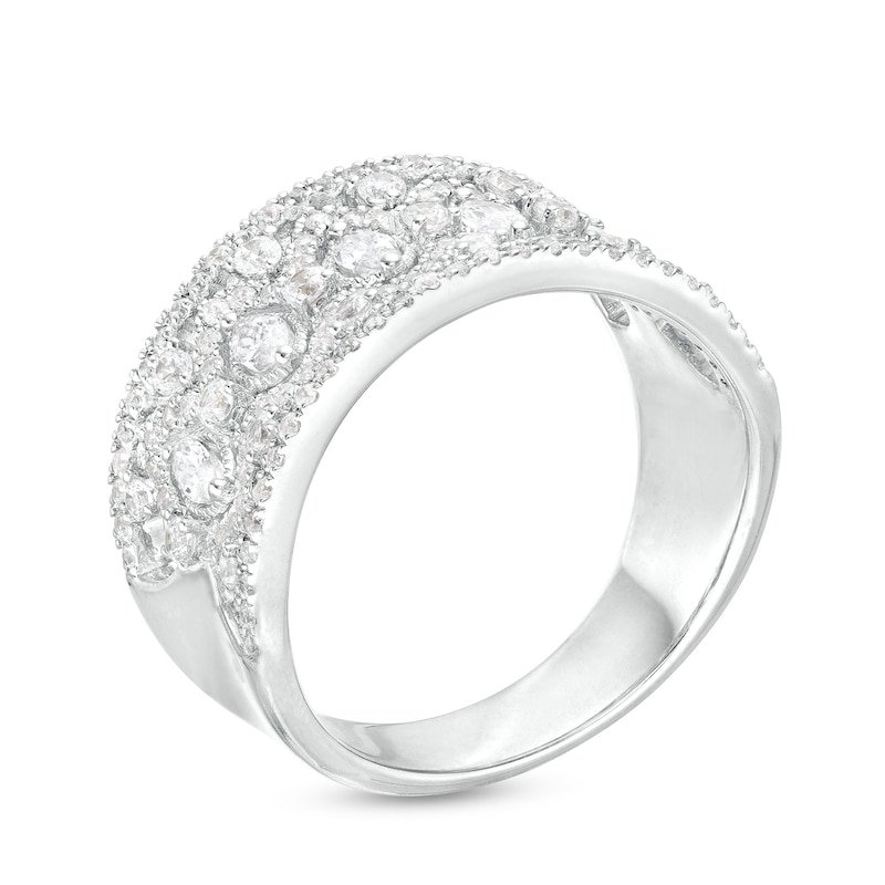Main Image 3 of 1 CT. T.W. Marquise and Round Diamond Vintage-Style Multi-Row Anniversary Band in 14K White Gold