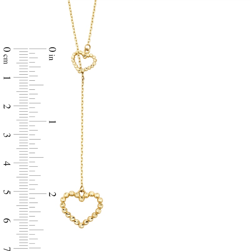 Main Image 3 of Diamond-Cut Double Heart Lariat Necklace in 10K Gold