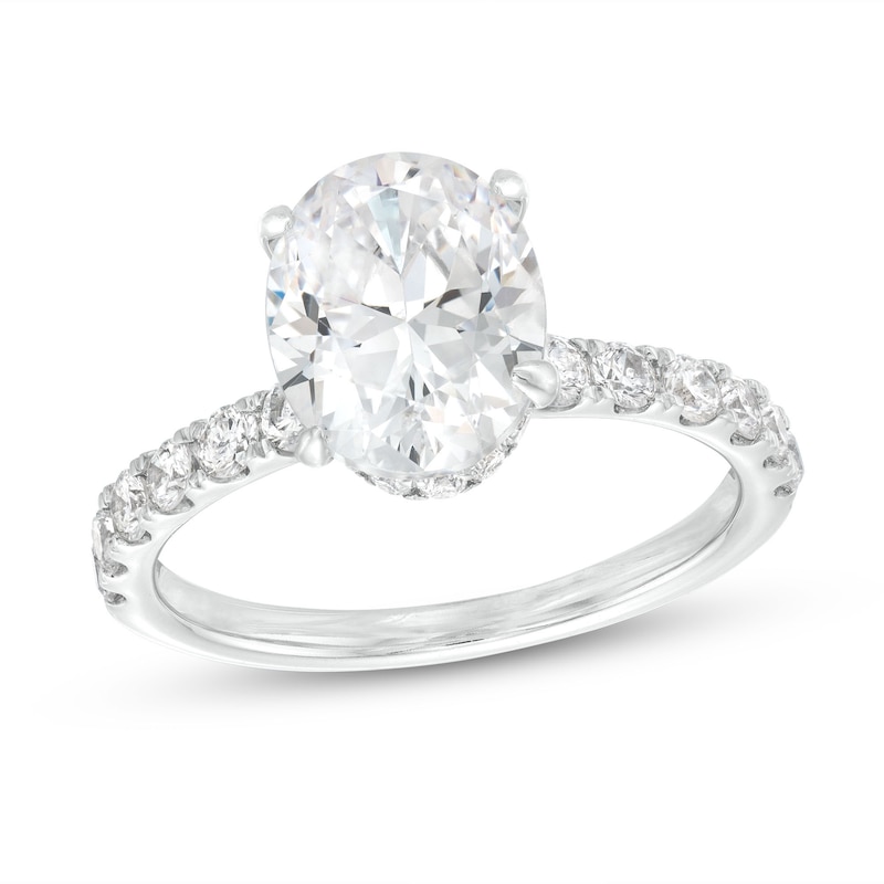 2-3/4 CT. T.W. Certified Oval Lab-Created Diamond Hidden Frame Engagement Ring in 14K White Gold (F/VS2)