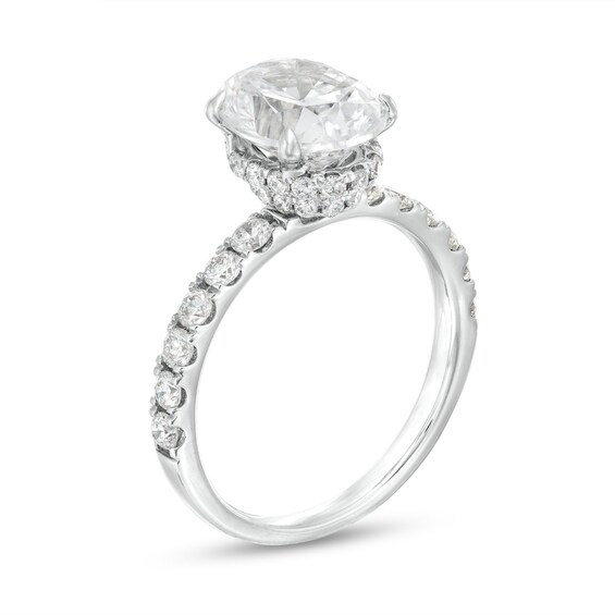 2-3/4 CT. T.w. Certified Oval Lab-Grown Diamond Hidden Frame Engagement Ring in 14K White Gold (F/Vs2)