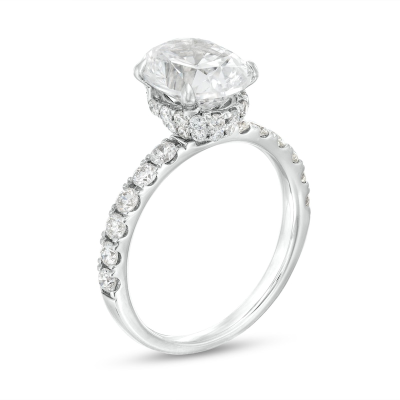 2-3/4 CT. T.W. Certified Oval Lab-Created Diamond Hidden Frame Engagement Ring in 14K White Gold (F/VS2)