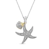 Thumbnail Image 1 of Diamond Accent Beaded Starfish with Scallop Seashell Charm Drop Pendant in Sterling Silver and 14K Gold Plate