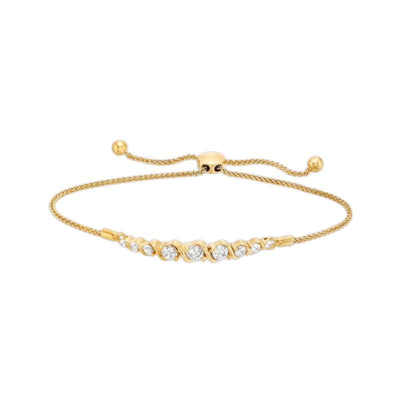 Marilyn Monroe™ Collection 1 CT. T.W. Journey Diamond Cascading Bolo Bracelet in 10K Gold - 9.0"