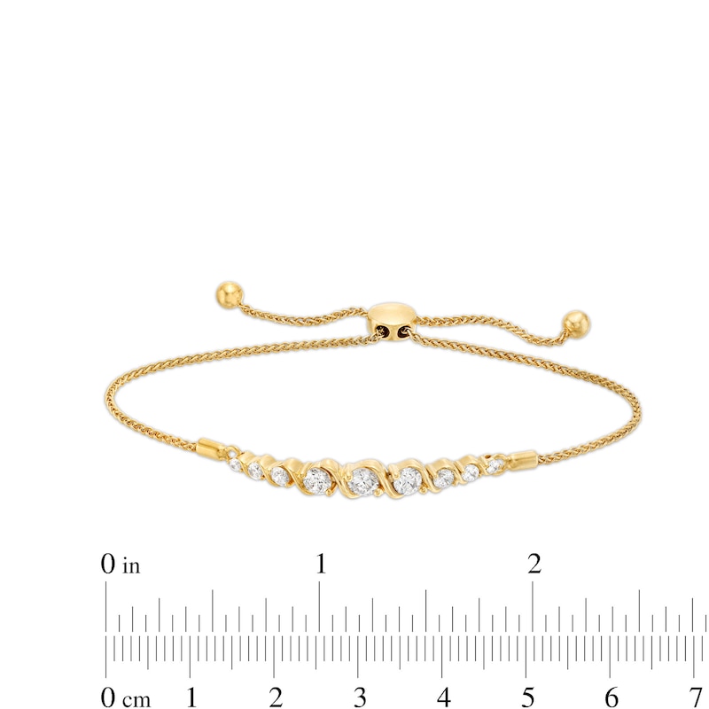 Marilyn Monroe™ Collection 1 CT. T.W. Journey Diamond Cascading Bolo Bracelet in 10K Gold - 9.0"