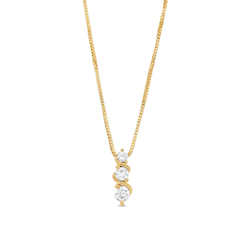 Main Image 1 of Marilyn Monroe™ Collection 1/3 CT. T.W. Journey Diamond Three Stone Swirl Pendant in 10K Gold