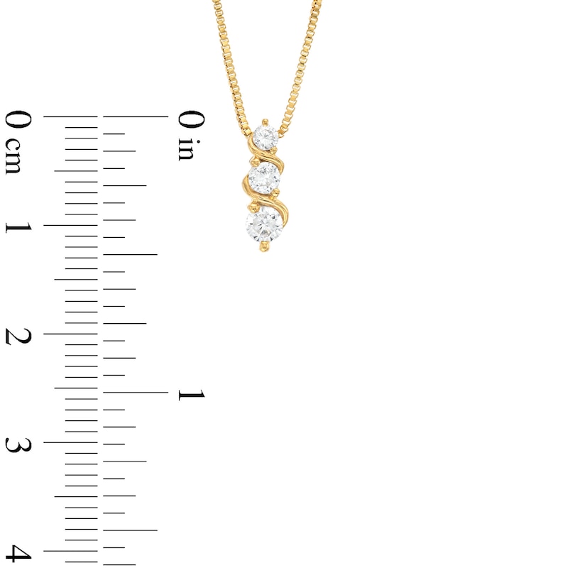 Main Image 3 of Marilyn Monroe™ Collection 1/3 CT. T.W. Journey Diamond Three Stone Swirl Pendant in 10K Gold