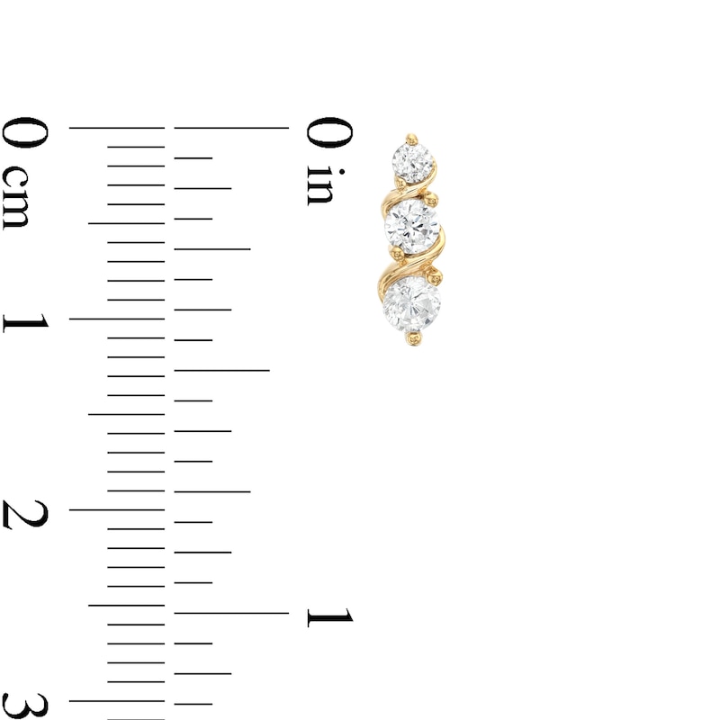 Main Image 3 of Marilyn Monroe™ Collection 1/2 CT. T.W. Journey Diamond Trio Swirl Drop Earrings in 10K Gold