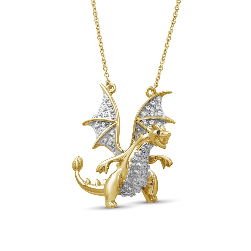 White Gold Diamond Cut Dragon Charm Pendant