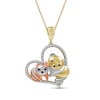 Thumbnail Image 1 of 1/6 CT. T.W. Multi-Color Diamond Motherly Love Panda Heart Pendant in Sterling Silver and 14K Two-Tone Gold Plate