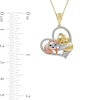 Thumbnail Image 3 of 1/6 CT. T.W. Multi-Color Diamond Motherly Love Panda Heart Pendant in Sterling Silver and 14K Two-Tone Gold Plate