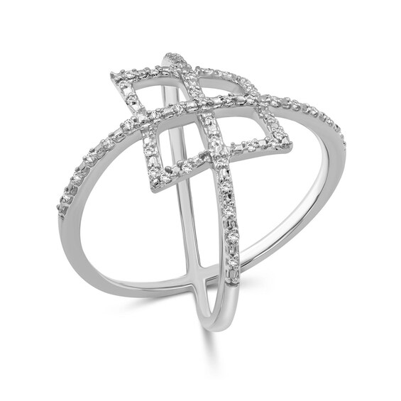 1/8 CT. T.w. Diamond Art Deco Orbit Ring in Sterling Silver