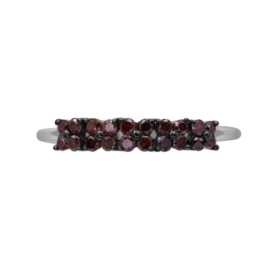 1/3 CT. T.w. Red Diamond Floral Quartet Five Stone Ring in Sterling Silver