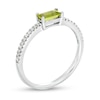 Thumbnail Image 2 of Sideways Baguette Peridot and 1/10 CT. T.W. Diamond Pavé Ring in 10K White Gold