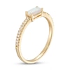 Thumbnail Image 2 of Sideways Baguette Lab-Created Opal and 1/10 CT. T.W. Diamond Pavé Ring in 10K Gold