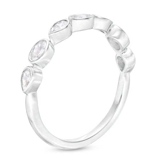 1/2 CT. T.w. Certified Pear-Shaped and Oval Diamond Alternating Anniversary Band in 14K White Gold (I/Si2)