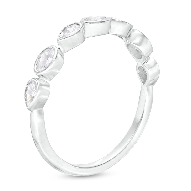 Main Image 3 of 1/2 CT. T.W. Certified Pear-Shaped and Oval Diamond Alternating Anniversary Band in 14K White Gold (I/SI2)