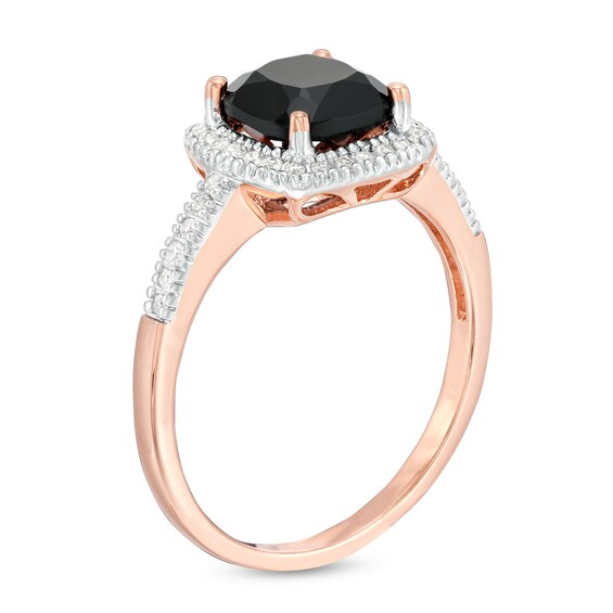7.0mm Cushion-Cut Onyx and 1/5 CT. T.w. Diamond Frame Ring in 10K Rose Gold