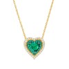 Thumbnail Image 1 of Lab-Created Emerald and White Lab-Created Sapphire Double Frame Heart Pendant in Sterling Silver with 14K Gold Plate
