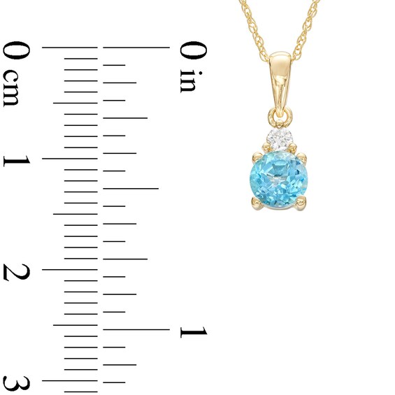 Swiss Blue Topaz and 1/15 CT. T.w. Diamond Stacked Drop Pendant and Stud Earrings Set in 10K Gold