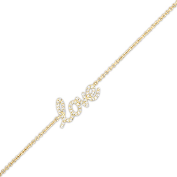 Love Talks 1/10 CT. T.w. Diamond "love" Script Bracelet in 10K Gold - 7.5"