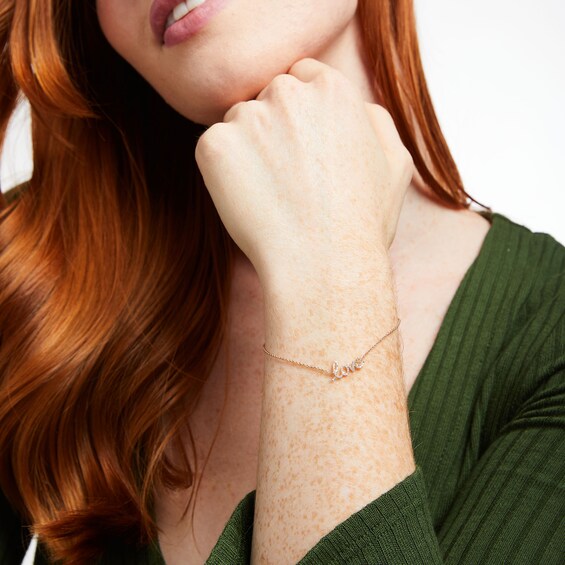 Love Talks 1/10 CT. T.w. Diamond "love" Script Bracelet in 10K Gold - 7.5"