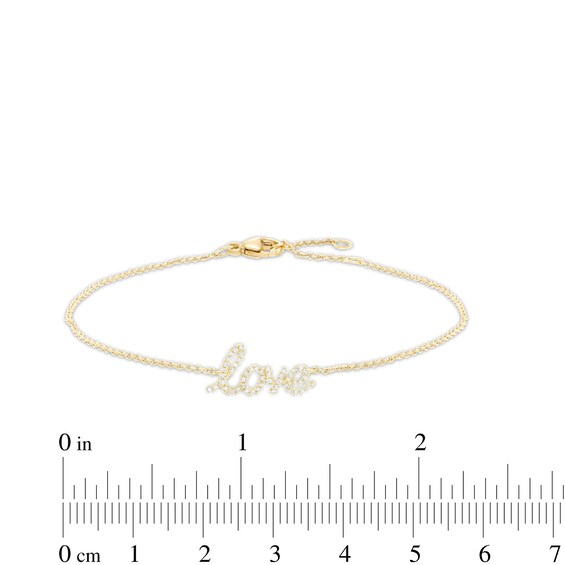 Love Talks 1/10 CT. T.w. Diamond "love" Script Bracelet in 10K Gold - 7.5"