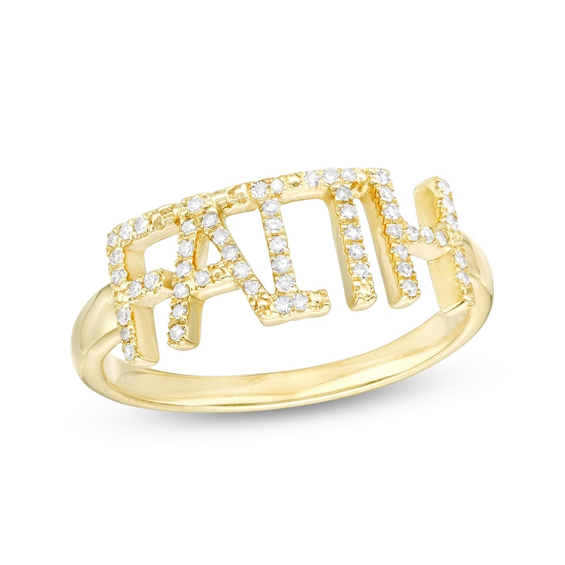 Love Talks 1/8 CT. T.W. Diamond "FAITH" Script Ring in 10K Gold