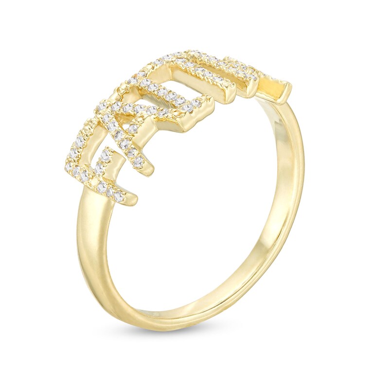 Main Image 3 of Love Talks 1/8 CT. T.W. Diamond "FAITH" Script Ring in 10K Gold