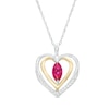 Thumbnail Image 0 of Marquise Lab-Created Ruby and White Lab-Created Sapphire Open Double Heart Pendant in Sterling Silver and 14K Gold Plate