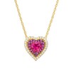 Thumbnail Image 1 of 6.0mm Lab-Created Ruby and White Lab-Created Sapphire Double Frame Heart Pendant in Sterling Silver with 14K Gold Plate