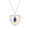 Thumbnail Image 1 of Marquise Ceylon Blue and White Lab-Created Sapphire Frame Double Heart Pendant in Sterling Silver and 14K Gold Plate