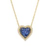 Thumbnail Image 0 of 6.0mm Ceylon Blue and White Lab-Created Sapphire Double Frame Heart Pendant in Sterling Silver with 14K Gold Plate