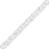 Thumbnail Image 1 of Emerald-Cut and Round White Lab-Created Sapphire Alternating Zig-Zag Line Bracelet in Sterling Silver - 7.25"