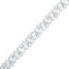 Thumbnail Image 1 of Emerald-Cut Lab-Created Opal and White Lab-Created Sapphire Alternating Zig-Zag Line Bracelet in Sterling Silver - 7.25"