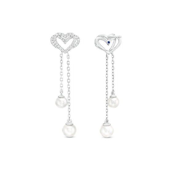 The Kindred Heart from Vera Wang Love Collection Freshwater Cultured Pearl and Diamond Drop Earrings in Sterling Silver