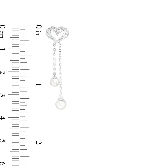 The Kindred Heart from Vera Wang Love Collection Freshwater Cultured Pearl and Diamond Drop Earrings in Sterling Silver