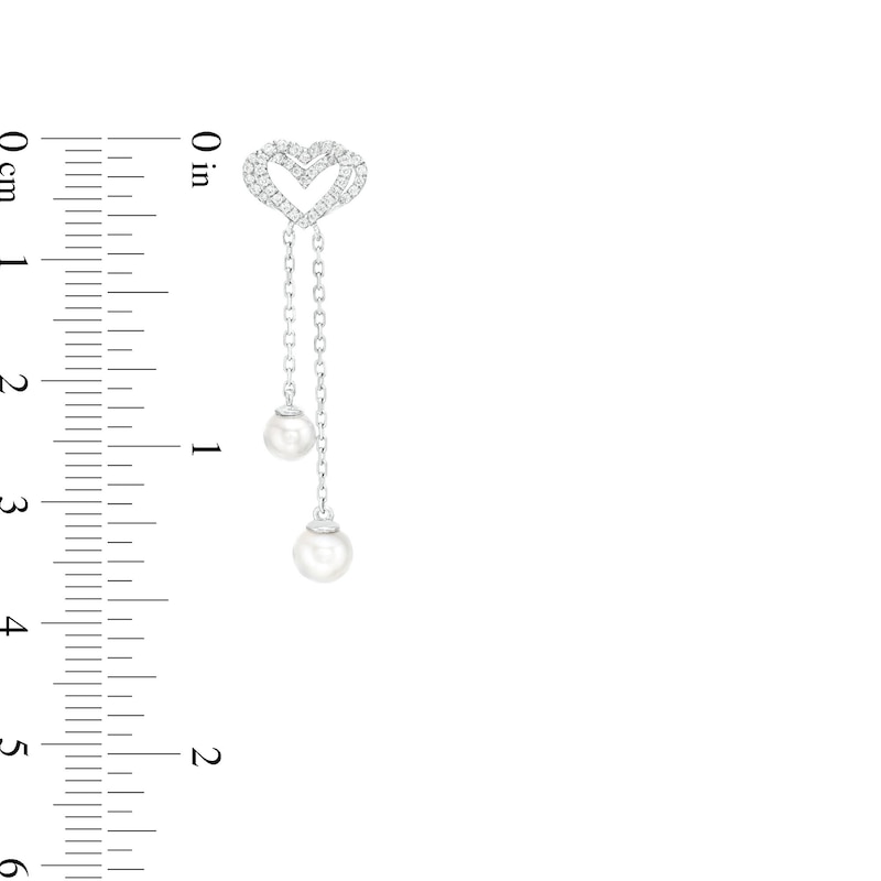 The Kindred Heart from Vera Wang Love Collection Cultured Freshwater Pearl and Diamond Drop Earrings in Sterling Silver