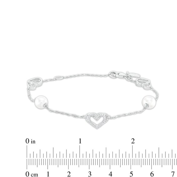 The Kindred Heart from Vera Wang Love Collection Freshwater Cultured Pearl and Diamond Heart Bracelet in Sterling Silver