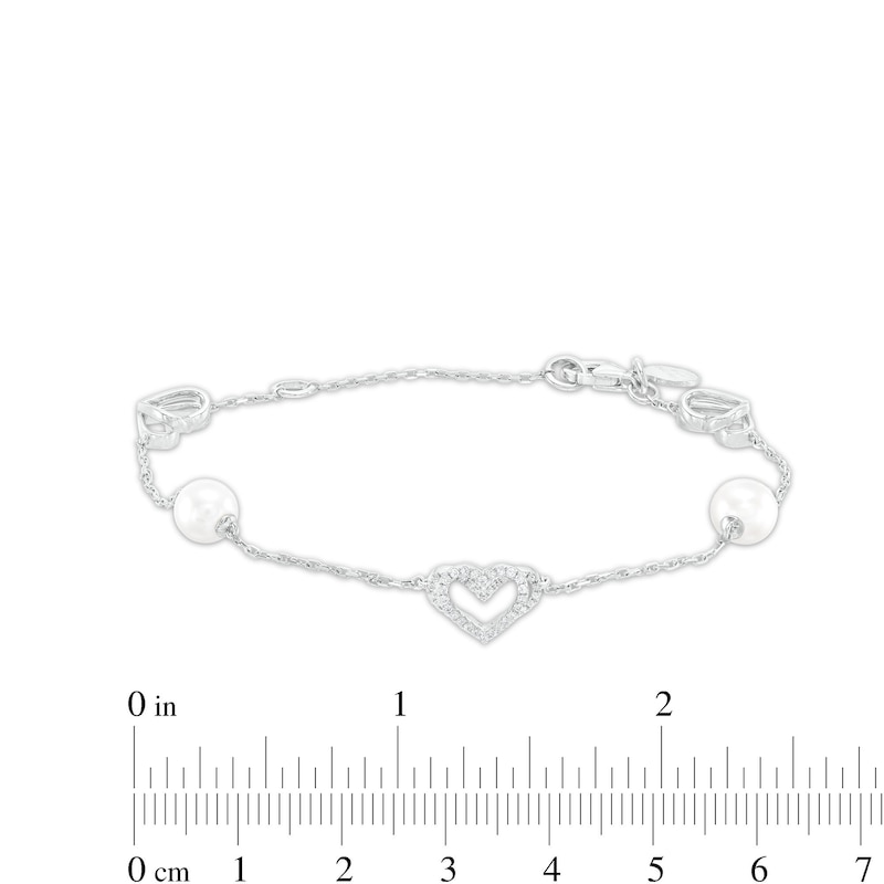 The Kindred Heart from Vera Wang Love Collection Cultured Freshwater Pearl and Diamond Heart Bracelet in Sterling Silver