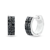 Thumbnail Image 1 of Vera Wang Men 1/2 CT. T.W. Black Diamond Double Row Hoop Earrings in Sterling Silver