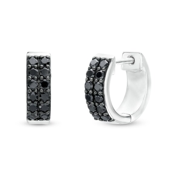 Vera Wang Men 1/2 CT. T.w. Black Diamond Double Row Hoop Earrings in Sterling Silver