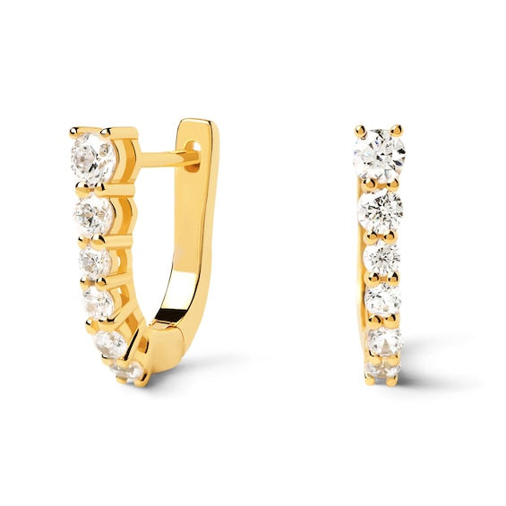 PDPAOLA⢠at Zales Cubic Zirconia Graduated U-Hoop Earrings in Sterling Silver with 18K Gold Plate
