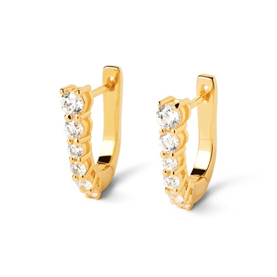 PDPAOLAâ¢ at Zales Cubic Zirconia Graduated U-Hoop Earrings in Sterling Silver with 18K Gold Plate