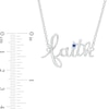 Thumbnail Image 3 of Blue Lab-Created Sapphire Solitaire Cursive "faith" Necklace in Sterling Silver