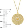 Thumbnail Image 3 of Citrine and White Lab-Created Sapphire Beaded Frame Sunburst Medallion Pendant in Sterling Silver with 10K Gold Plate