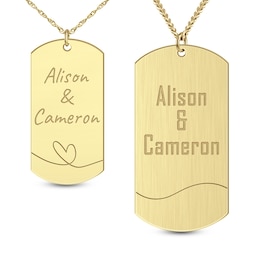 Couple's Engravable Brushed His and Hers Dog Tag Pendant Set (3 Lines)