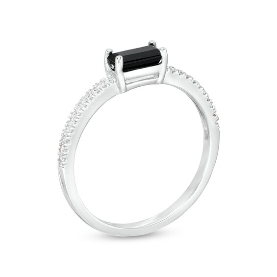 Sideways Baguette Onyx and 1/10 CT. T.w. Diamond PavÃ© Ring in 10K Gold